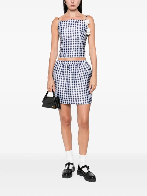 Self-Portrait gingham pleated skirt - Blue - zdjęcie produktu nr 2