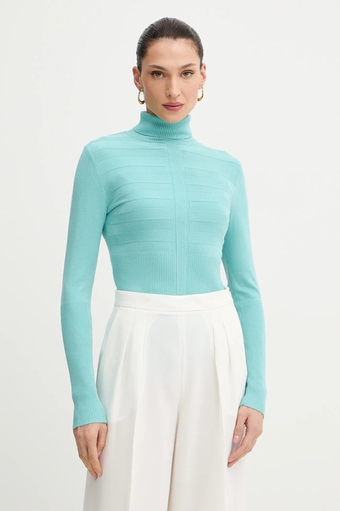 Morgan sweter MENTOS.M damski kolor turkusowy z golfem MENTOS.M - zdjęcie produktu nr 1