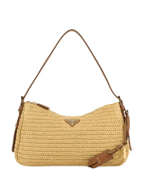 Prada large Aimée raffia leather shoulder bag - Neutrals - zdjęcie produktu nr 1