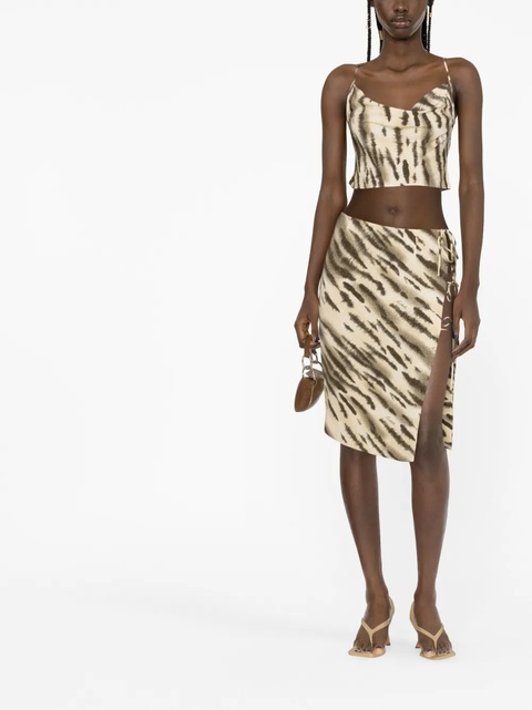ROTATE BIRGER CHRISTENSEN tiger-print tie-detail skirt - Brown - zdjęcie produktu nr 2