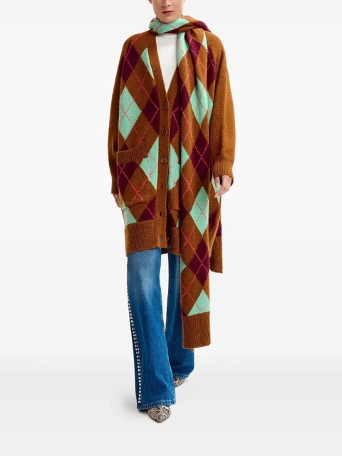 Essentiel Antwerp argyle jacquard scarf - Orange - zdjęcie produktu nr 2