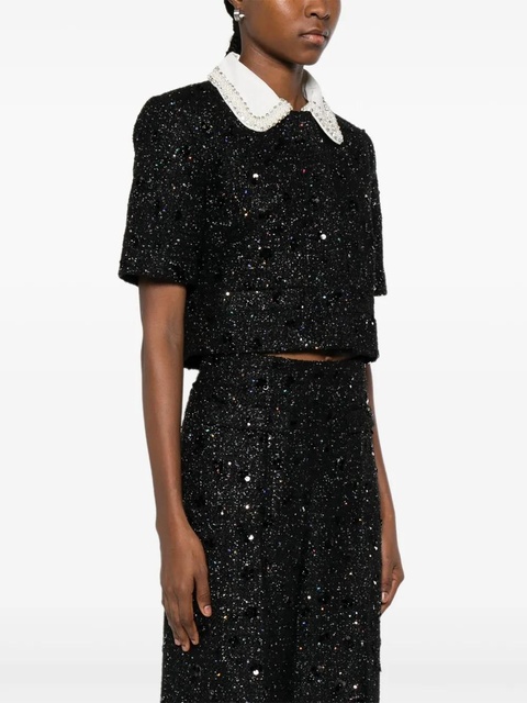 SANDRO sequin-embellished cropped jacket - Black - zdjęcie produktu nr 1