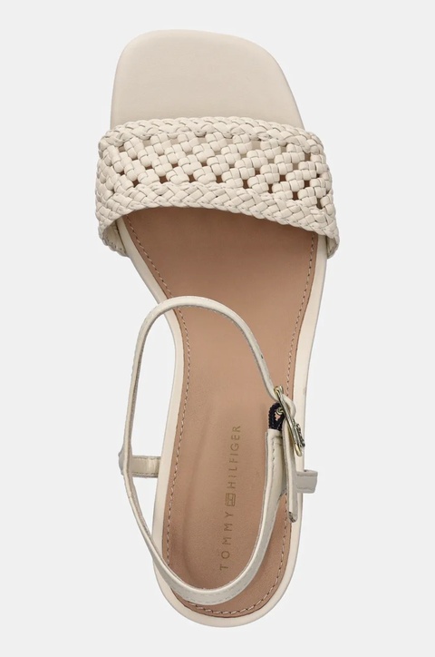 Tommy Hilfiger sandały CROCHET LTHR KITTEN SANDAL kolor beżowy FW0FW08587 - zdjęcie produktu nr 2