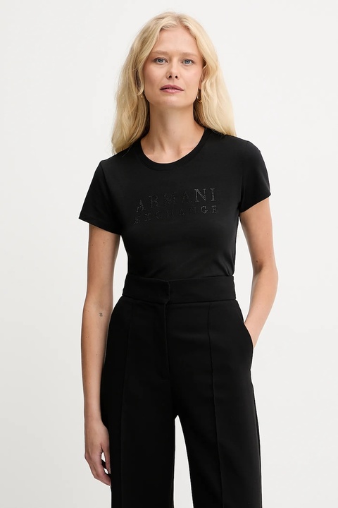 Armani Exchange t-shirt damski kolor czarny XW001349 AF17173 - zdjęcie produktu nr 1