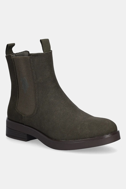 U.S. Polo Assn. sztyblety YLENIA003W damskie kolor zielony na płaskim obcasie YLENIA003W/EH1 - zdjęcie produktu nr 1