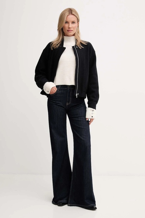 Tommy Hilfiger kurtka z dodatkiem wełny kolor czarny przejściowa WW0WW45724 - zdjęcie produktu nr 2