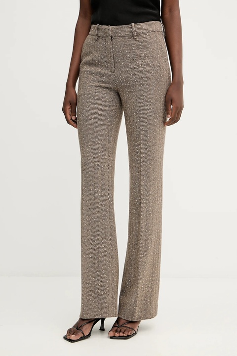 Ermanno Scervino spodnie damskie kolor brązowy dzwony high waist 57TP002ED0 - zdjęcie produktu nr 1