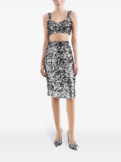 Dolce & Gabbana sequin-embellished cropped top - Silver - zdjęcie produktu nr 2