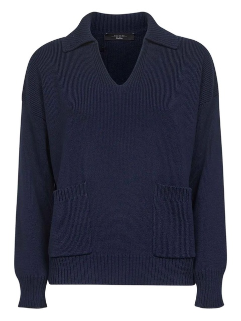 Weekend Max Mara patch-pockets v-neck sweaters - Blue - zdjęcie produktu nr 1