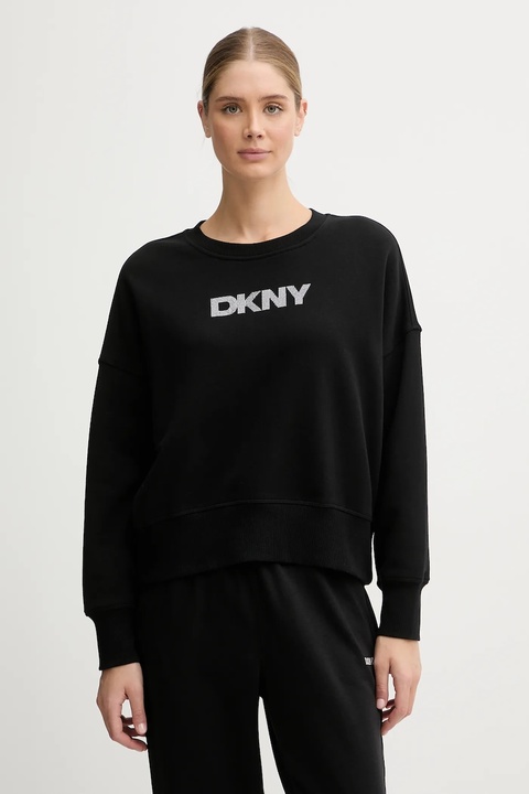 Dkny bluza bawełniana LOGO TERRY damska kolor czarny z aplikacją DP5T1370 - zdjęcie produktu nr 1