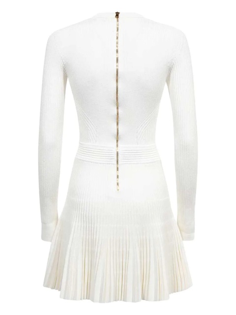 Balmain lion-button pleated mini dress - White - zdjęcie produktu nr 2