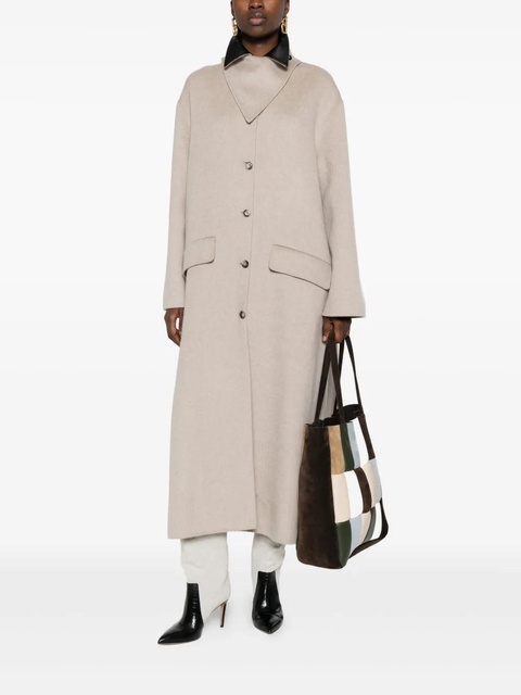 Nanushka contrast-collar button coat - Neutrals - zdjęcie produktu nr 2