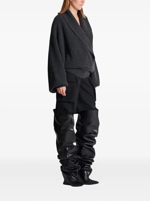 Balmain wrap-effect ribbed jumper - Grey - zdjęcie produktu nr 2