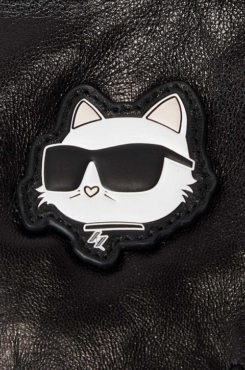 Karl Lagerfeld mitenki skórzane damskie kolor czarny - zdjęcie produktu nr 2