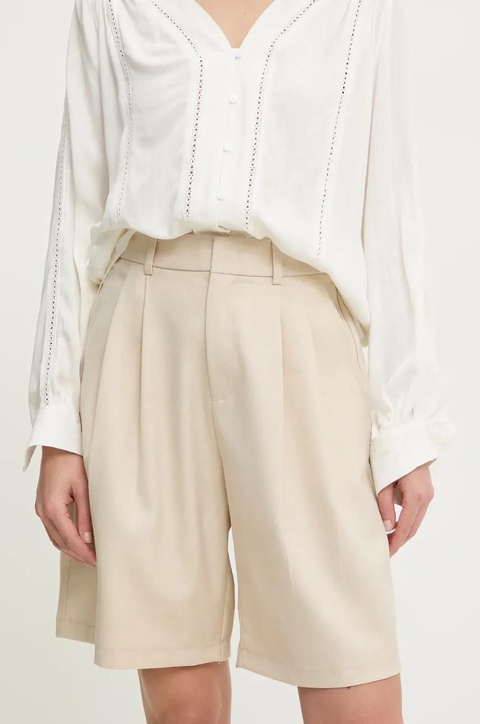 Answear.LAB szorty damskie kolor beżowy gładkie high waist - zdjęcie produktu nr 1