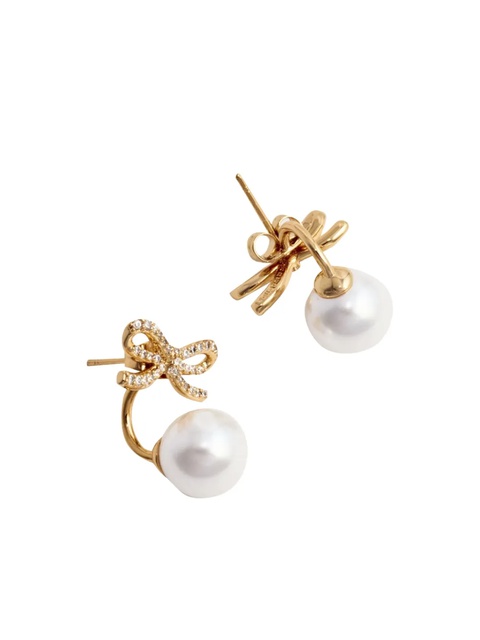 Self-Portrait faux-pearl embellished earrings - Gold - zdjęcie produktu nr 2