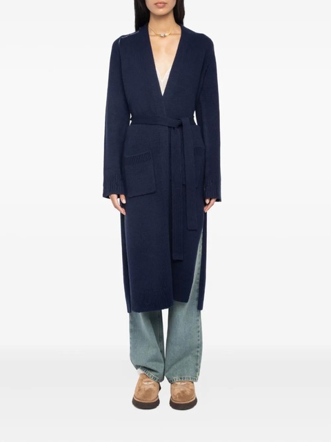 Zadig&Voltaire Salonny skull-intarsia belted cardi-coat - Blue - zdjęcie produktu nr 2