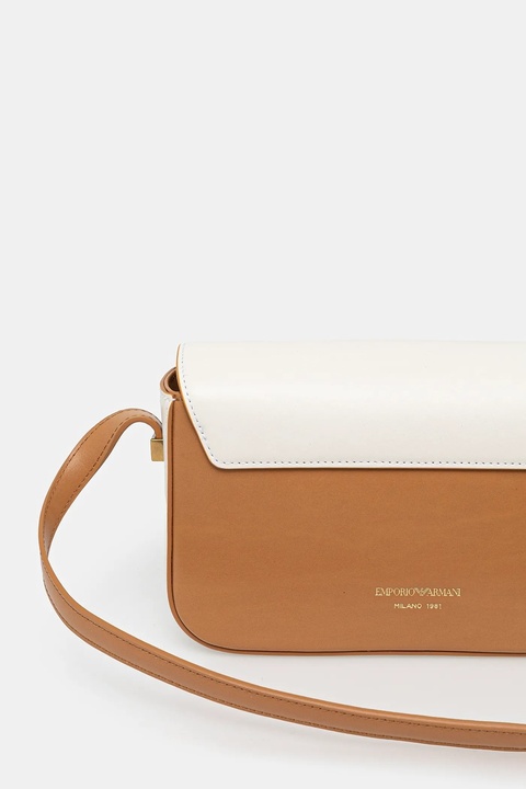 Emporio Armani torebka skórzana kolor beżowy EW001208 AF13352 - zdjęcie produktu nr 1