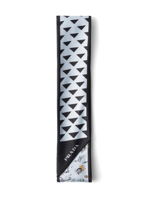 Prada illustration-print silk scarf - Blue - zdjęcie produktu nr 1