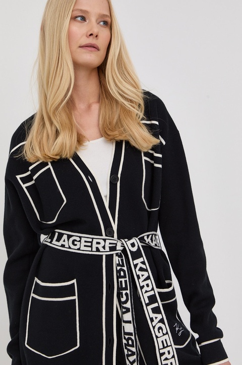 Karl Lagerfeld kardigan z domieszką wełny 221W2003 damski lekki - zdjęcie produktu nr 1