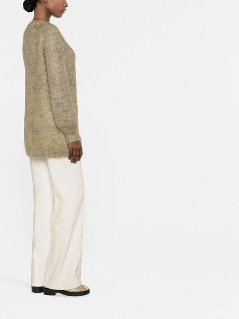 GANNI brushed-effect crew-neck cardigan - Yellow - zdjęcie produktu nr 2