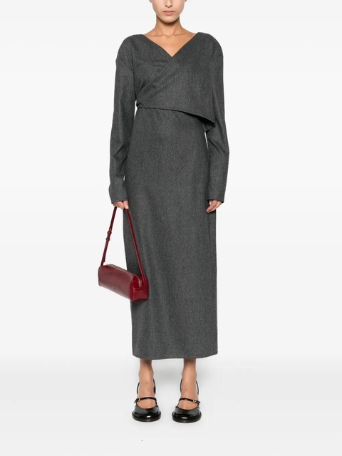 KHAITE cross-neck wrap dress - Grey - zdjęcie produktu nr 2