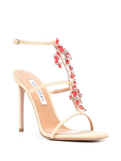 Aquazzura Capri Crush 105mm raffia sandals - Neutrals - zdjęcie produktu nr 1