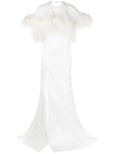 The Attico feather-trim cut-out gown - White - zdjęcie produktu nr 1