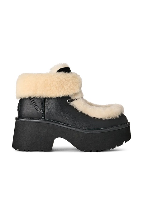 UGG botki skórzane Esmee Leather Lace Up damskie kolor czarny na słupku ocieplone 1176110.BLK - zdjęcie produktu nr 1