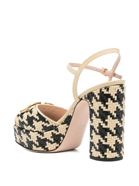 Valentino Garavani 115mm houndstooth platform heeled sandals - Neutrals - zdjęcie produktu nr 2