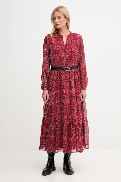 Pepe Jeans sukienka kolor bordowy maxi rozkloszowana PL9537703 - zdjęcie produktu nr 2