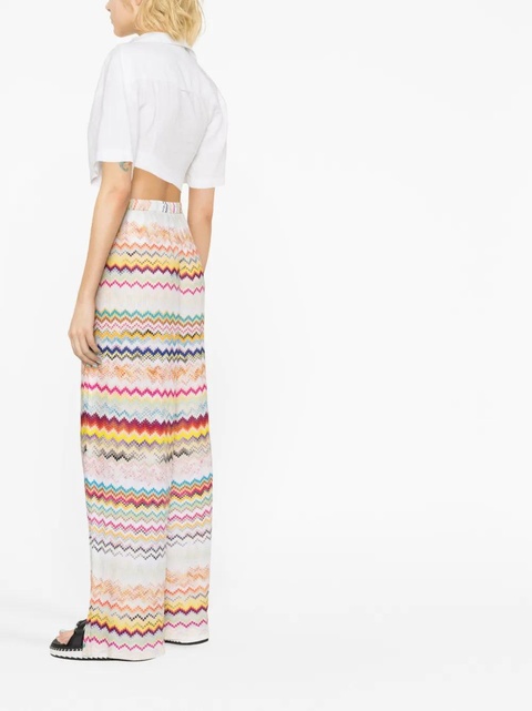 Missoni zigzag wide-leg trousers - Blue - zdjęcie produktu nr 1