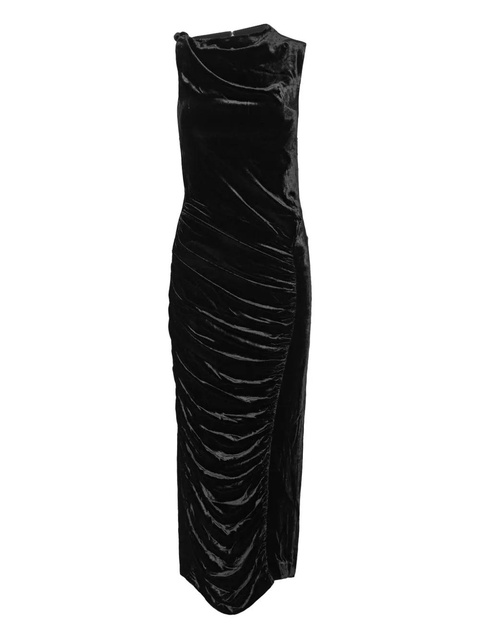 ROTATE BIRGER CHRISTENSEN velvet-ruched midi dress - Black - zdjęcie produktu nr 1