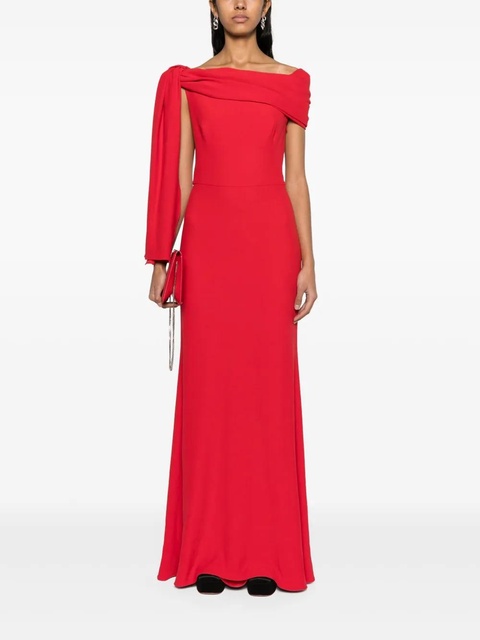 Alexander McQueen draped off-shoulder gown - Red - zdjęcie produktu nr 1