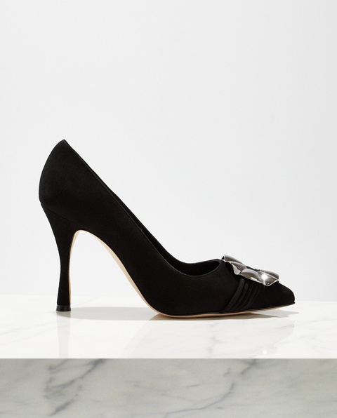 MANOLO BLAHNIK - Czarne szpilki z zamszu Sinal - zdjęcie produktu nr 1