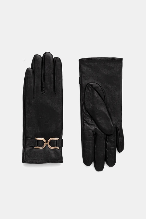 Morgan rękawiczki skórzane damskie kolor czarny 5GBOBI - zdjęcie produktu nr 1