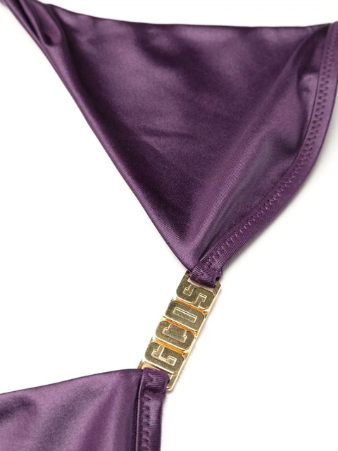 GCDS logo-plaque halterneck bikini top - Purple - zdjęcie produktu nr 2
