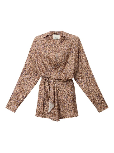 ISABEL MARANT Harmony floral tie mini dress - Brown - zdjęcie produktu nr 1