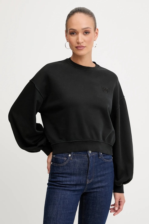 Pinko bluza bawełniana damska kolor czarny gładka 105510 A2RB - zdjęcie produktu nr 1