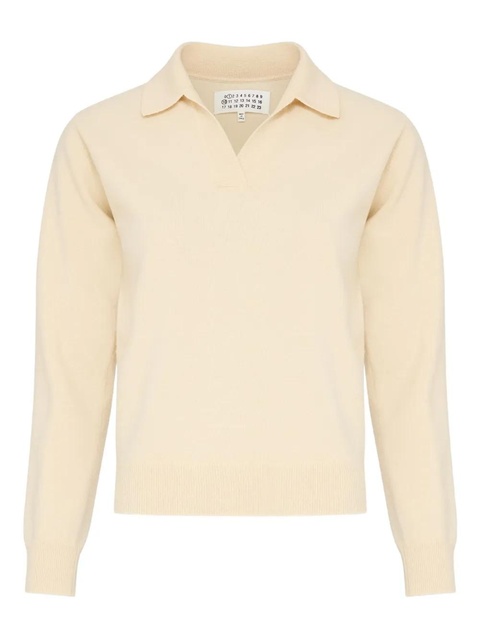 Maison Margiela virgin wool polo shirt - Neutrals - zdjęcie produktu nr 1