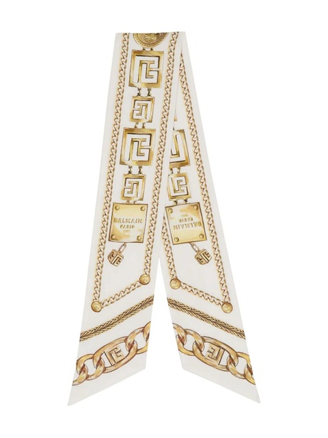 Balmain chain-print silk bandana - White - zdjęcie produktu nr 1