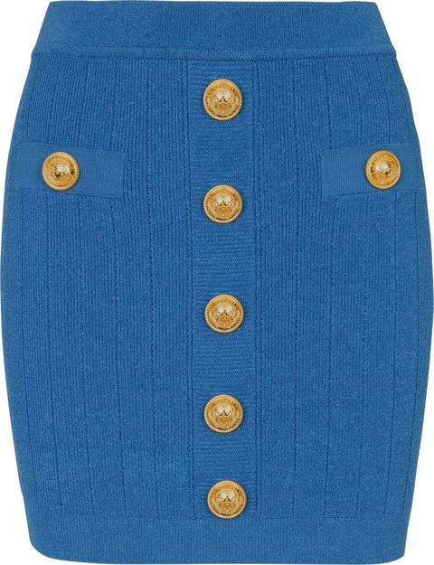 Balmain button-detail knitted miniskirt - Blue - zdjęcie produktu nr 1