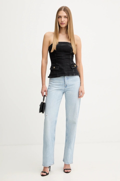 Marciano Guess top jeansowy DORIS damska kolor czarny gładka 5BGH15 7147A - zdjęcie produktu nr 2