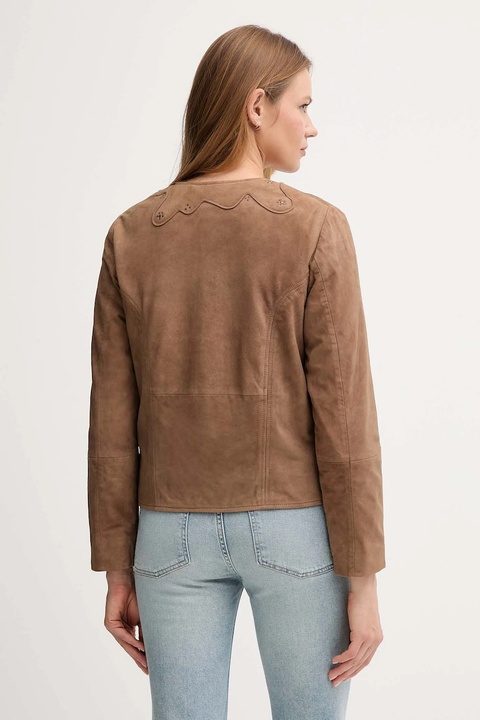 Hoss Intropia kurtka zamszowa kolor brązowy przejściowa 5432681 - zdjęcie produktu nr 2