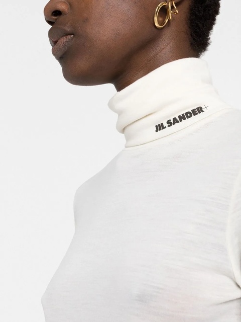 Jil Sander logo-print roll-neck top - White - zdjęcie produktu nr 2