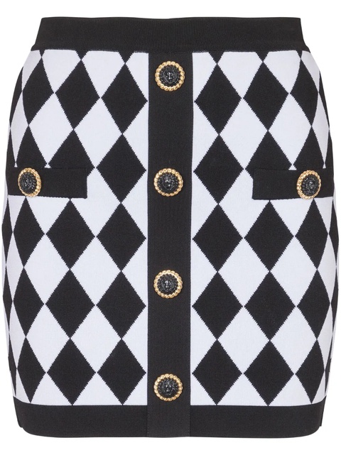 Balmain diamond-intarsia knitted miniskirt - Black - zdjęcie produktu nr 1