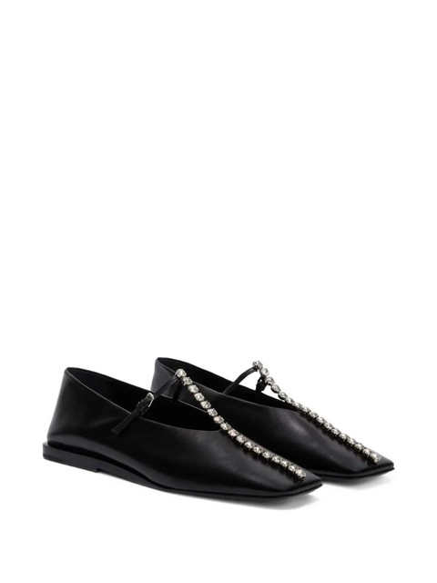 Jil Sander crystal-embellished square-toe ballet flats - Black - zdjęcie produktu nr 1