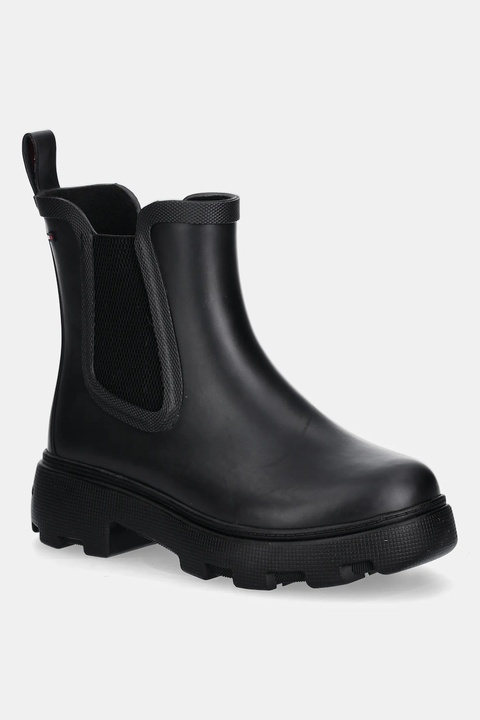 Tommy Hilfiger kalosze FLAG ANKLE RAINBOOT WARM LINING damskie kolor czarny FW0FW08974 - zdjęcie produktu nr 1