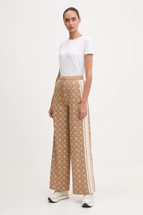Guess spodnie dresowe PEONY damskie kolor brązowy wzorzyste V5YB10 K0282 - zdjęcie produktu nr 1