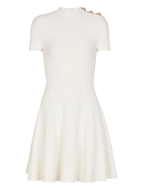 Balmain textured -knit flared mini dress - White - zdjęcie produktu nr 1